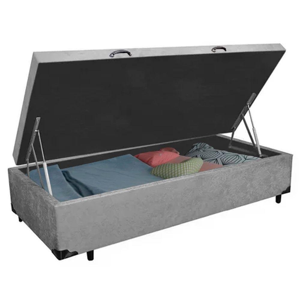 Cama Box Baú Solteiro Suede Sereneprime Cinza 88x188x44 - 6