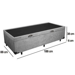 Cama Box Baú Solteiro Suede Sereneprime Cinza 88x188x44 - 4