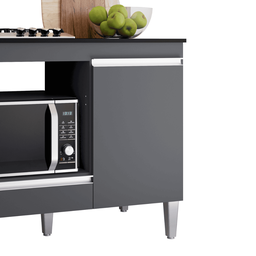 Balcão Armário de Cozinha Multiuso para Cooktop com Tampo 4 ou 5 Bocas Carla Cinza Fosco- Mabe Magaz - 3