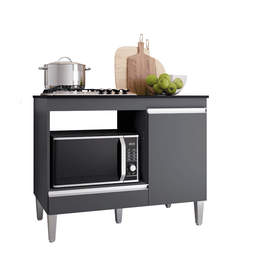 Balcão Armário de Cozinha Multiuso para Cooktop com Tampo 4 ou 5 Bocas Carla Cinza Fosco- Mabe Magaz - 2