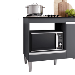 Balcão Armário de Cozinha Multiuso para Cooktop com Tampo 4 ou 5 Bocas Carla Cinza Fosco- Mabe Magaz - 4
