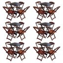 Ver imagem 1 de Kit 6 Jogos De Mesa Com 4 Cadeiras De Madeira Dobravel 70X70 - Imbuia - Marrom