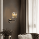 Ver imagem 3 de Arandela Metal Dourado e Cristal Redonda 1e27 17,5cm