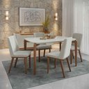 Ver imagem 1 de Conjunto de Jantar Mesa c/Vidro Donatella 4 Cadeiras Kalina - Linho Off White - Linked 02