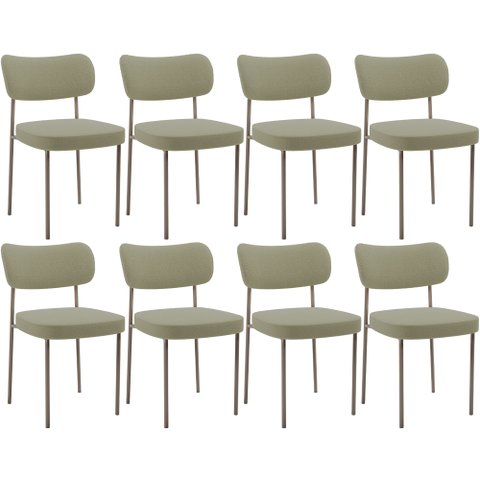 Kit 08 Cadeiras Estofadas para Sala de Jantar Melina Base Arena L02 Bouclê Oliva - Lyam Decor