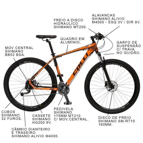 Bicicleta Esportiva Aro 29 Alívio Shimano Suspensão Freio a Disco F11 Quadro 18 Alumínio Preto/ - 2