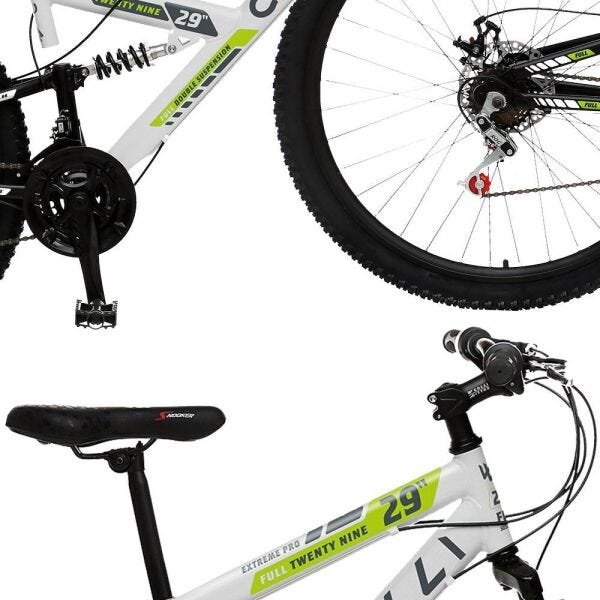 Bicicleta Esportiva Aro 29 Dupla Suspensão Freio a Disco 239 Quadro 18 Aço Branco - Colli Bike - 4