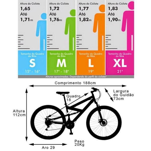 Bicicleta Esportiva Aro 29 Dupla Suspensão Freio a Disco 239 Quadro 18 Aço Branco - Colli Bike - 3