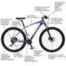 Bicicleta Esportiva Aro 29 Deore Shimano Suspensão Freio a Disco F11 Quadro 18 Alumínio Branco/ - 2