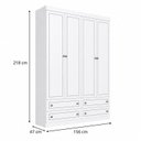Ver imagem 4 de Guarda-Roupa 4 Portas 4 Gavetas Portas em MDF Americano Branco Yescasa