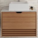 Ver imagem 2 de Gabinete com Cuba para Banheiro Bn3630x13 Amendoa Marmore Branco Tecno Mobili
