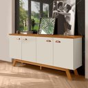 Ver imagem 1 de Buffet River 4 Portas MDF MDP 163cm Off White e Nature Casah