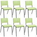 Ver imagem 1 de Kit 06 Cadeiras Empilhável Fixa Escritório Multiuso Base Preta Kimi P03 Verde Claro - Lyam Decor