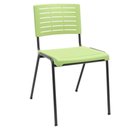 Ver imagem 2 de Kit 06 Cadeiras Empilhável Fixa Escritório Multiuso Base Preta Kimi P03 Verde Claro - Lyam Decor