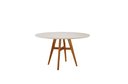 Ver imagem 2 de Conjunto Sala de Jantar Mesa Atenas Madeira Maciça 110cm Tampo Redondo Vidro Off White com 4 Cadeira