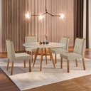 Ver imagem 1 de Conjunto Sala de Jantar Mesa Atenas Madeira Maciça 110cm Tampo Redondo Vidro Off White com 4 Cadeira