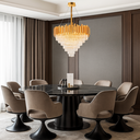 Ver imagem 4 de Luminária Pendente Lustre Luxuoso Dourado e Cristais Vana Sindora Inl106