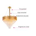 Ver mais imagens de Luminária Pendente Lustre Luxuoso Dourado e Cristais Vana Sindora Inl106