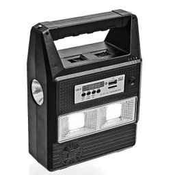 Kit Emergência Placa Solar 3 Lâmpada Rádio FM Central com Bateria Lanterna - 3