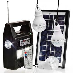Kit Emergência Placa Solar 3 Lâmpada Rádio FM Central com Bateria Lanterna - 5