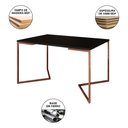 Ver imagem 3 de Mesa Jantar Industrial Retangular 137x90cm Preta Base V c/ 6 Cadeiras Eames Eiffel Brancas Base Cobr