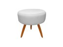 Ver imagem 3 de Kit Poltrona Decorativa Nina Capitonê + Puff Redondo Couro Branco Pés Madeira Ms Decor