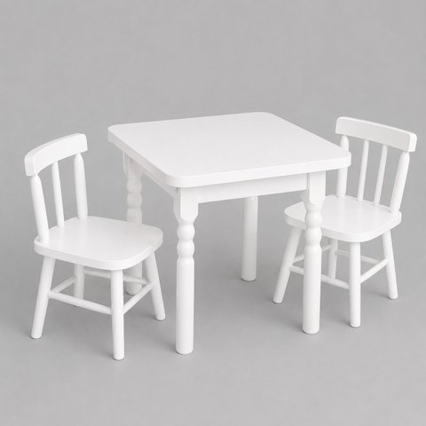 Conjunto Infantil 60x60 com 2 Cadeiras - Branca - Jm Móveis