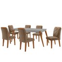 Ver imagem 2 de Mesa Copper 180cm MDF Vidro e 6 Cadeiras Melissa Vel Capuccino /Off /Naturale /Serig Off com Vidro