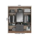 Ver imagem 2 de Guarda Roupa Casal com Espelho, 6 Portas e 3 Gavetas Aspen