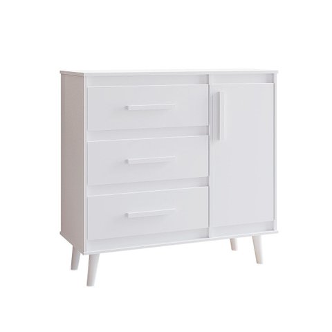 Cômoda Sapateira Pé Palito 1 Porta 3 Gavetas Lima Branco