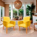 Ver imagem 2 de Kit 2 Poltronas Cadeira para Sala Confortável e Minimalista em Suede