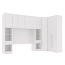 Ver imagem 2 de Guarda-Roupa Modulado Casal 2 Mesas de Cabeceira 9 Portas 3 Gavetas MDF Cairo Branco/Neve