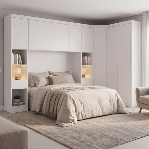Guarda-Roupa Modulado Casal 2 Mesas de Cabeceira 9 Portas 3 Gavetas 100% MDF Cairo