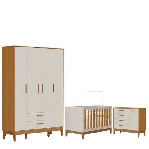 Quarto de Bebê Flip com Cômoda Sapateira Areia Acetinado Savana - Reller