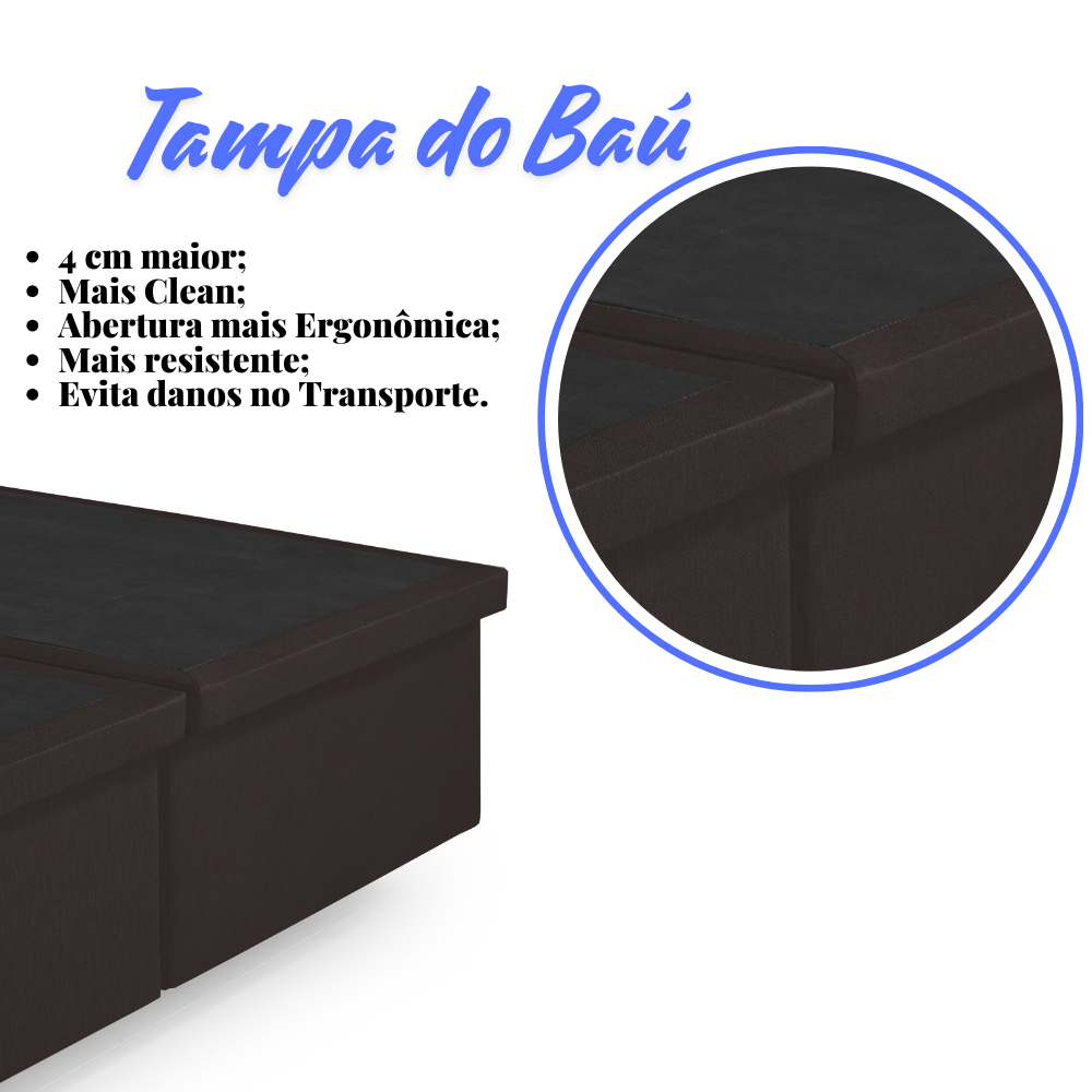 Cama Box com Baú King 193x203 com Pistão a Gás Courino Linho - 7