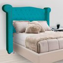 Ver imagem 3 de Cabeceira Estofada Sienna Para Cama Box King 195 Cm Suede Azul Turquesa - LM DECOR