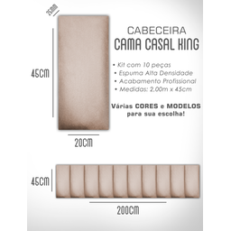 Kit 10 Cabeceiras de Cama Box Casal King Estofada Modulada 2,00mx45cm - 6