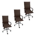Ver imagem 1 de Kit 3 Cadeiras Eames Esteirinha Presidente Escritório Alta Marrom