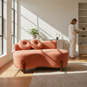 Ver imagem 2 de Namoradeira Sofá Feijão Lounge 120cm Orgânica Veludo Terracota