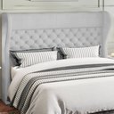 Ver imagem 1 de Cabeceira Cama Box King 195 cm P05 Madrid Linho Cinza Claro - Lyam Decor