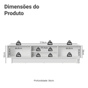 Ver imagem 3 de Rack para TV até 80 Polegadas 218 cm 2 Portas Branco Stella Madesa