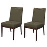 Kit 2 Cadeiras para Sala de Jantar Madeira Maciça Linho Carol Amo Móveis:Marrom Escuro - 1