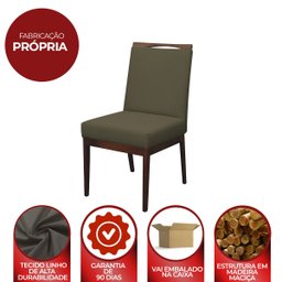 Kit 2 Cadeiras para Sala de Jantar Madeira Maciça Linho Carol Amo Móveis:Marrom Escuro - 9