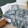 Conjunto De Lencol Casal Queen Size Nyla 200 Fios 04 Pçs Toque Super Macio:VERDE - 1