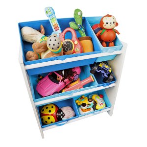 Organizador de Brinquedos Infantil Médio Azul Royal e Azul Bebê