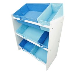 Organizador de Brinquedos Infantil Médio Azul Royal e Azul Bebê - 4
