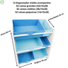Organizador de Brinquedos Infantil Médio Azul Royal e Azul Bebê - 5