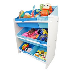 Organizador de Brinquedos Infantil Médio Azul Royal e Azul Bebê - 3
