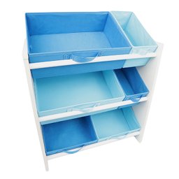 Organizador de Brinquedos Infantil Médio Azul Royal e Azul Bebê - 2