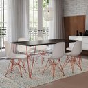 Ver imagem 1 de Mesa Sala de Jantar Industrial Preta 135x75 com 6 Cadeiras Bracas de Ferro Cobre